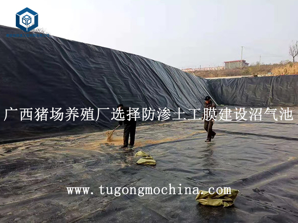 广西猪场养殖厂选择防渗土工膜建设沼气池 广西猪场养殖厂选择土工膜建设沼气池