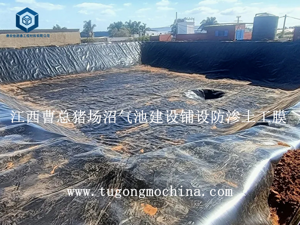江西曹总猪场沼气池建设铺设防渗土工膜