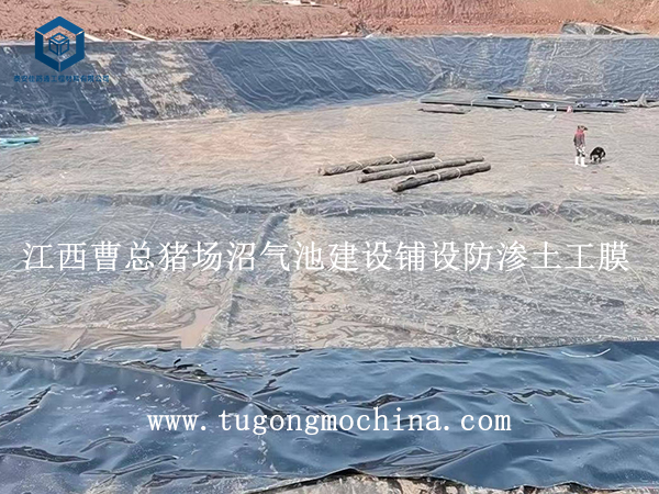 江西曹总猪场沼气池建设铺设土工膜